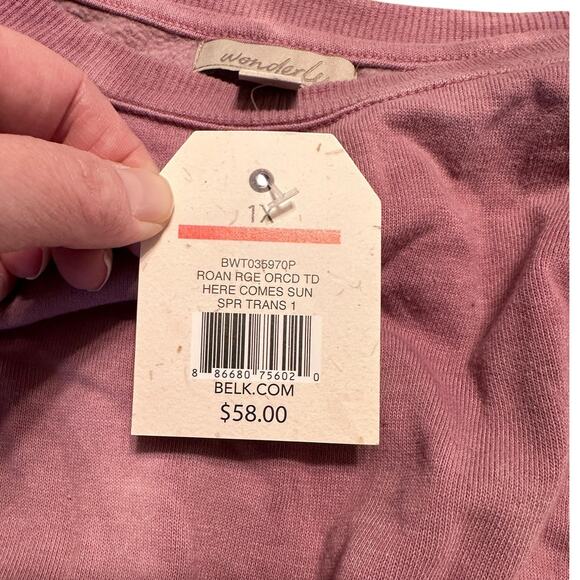 Wonderly Red and Pink Tie Dye Sweatshirt Size 1X NWT - Picture 3 of 6